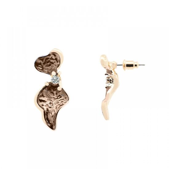 Emaljēti ziedlapu auskari ar mirdzošiem kristāliņiem B739